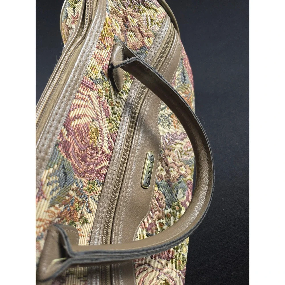 Jaguar Floral Tapestry Satchel Bag JCPenney Multi Color Rose Vintage Travel Tote
